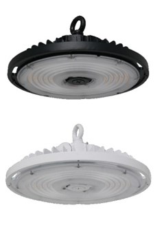 ROUND LED HIGHBAY, 35L, 30L, AND 24L NOMINAL LUMENS, 4K AND 5K WHITE HOUSING, IRON MOUNTING RING, 120-277V, 50/60 HZ INPUT, 0-10 VDC DIMMING DRIVER, 6 FOOT INCOMING POWER CORD